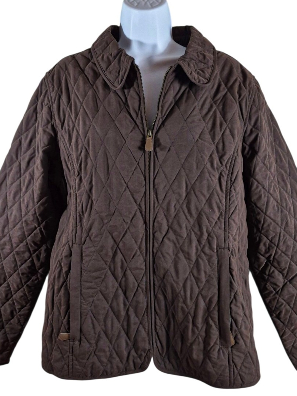 LL Bean XL Brown Quilted Riding Heritage Jacket Equestrian Barn Coat Minimalist - Picture 2 of 11
